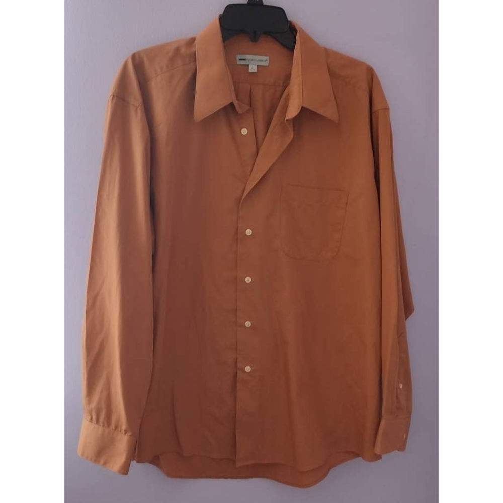 Boca Classics Long Sleeve Button Up Collared Dress Shirt Salmon Men's Size Large